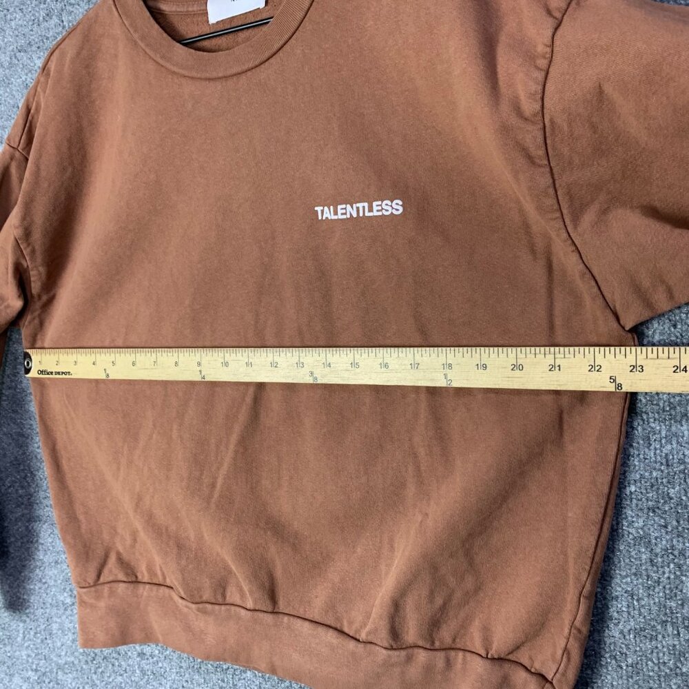 Talentless Crew Neck‎ Pullover Long Sleeves Sweatshirt Women Heavyweight Brown M - Picture 4 of 8